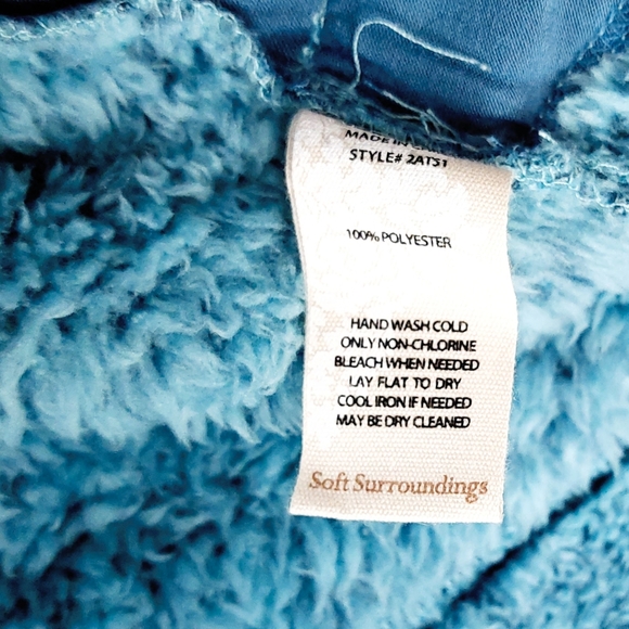 Soft Surroundings Womens Teal Soft & Plush 1/4 Zip Pullover Size Medium - Picture 5 of 7
